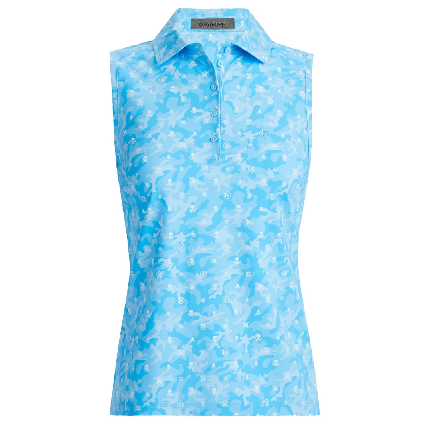 G/FORE Icon Camo Silky Sleeveless Ladies Golf Polo Shirt Fountain - Image 5