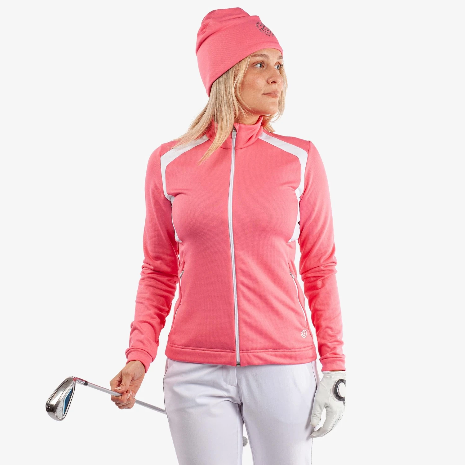 Galvin Green Destiny Insula Ladies Golf Mid Layer Camelia Rose/White - Image 12