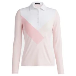 G/FORE Multi V Tech Jersey Ladies Long Sleeve Golf Polo Shirt Cameo