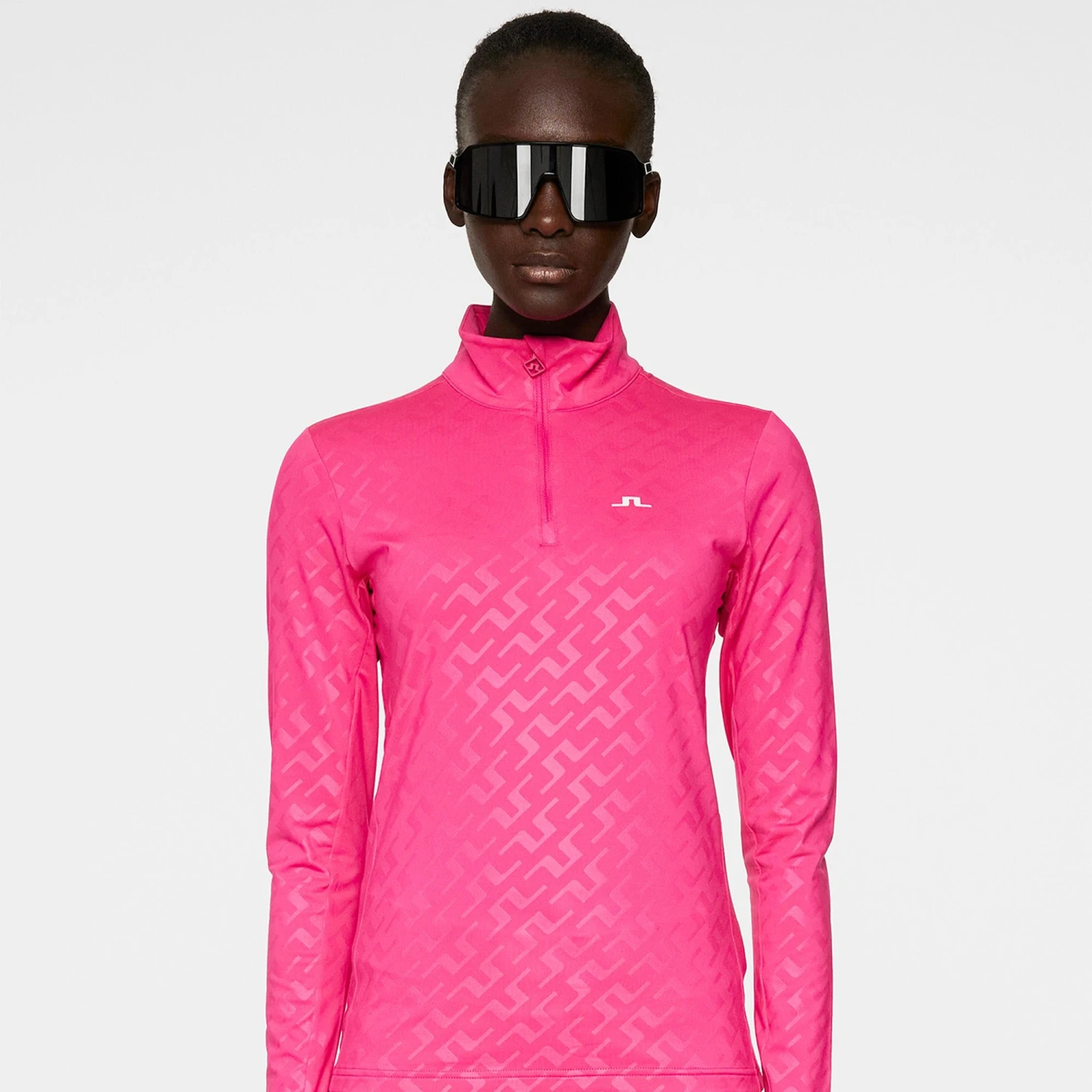 J.Lindeberg J Lindeberg Lauryn Deboss Ladies Golf Mid Layer Bias Bridge Pink - Image 4