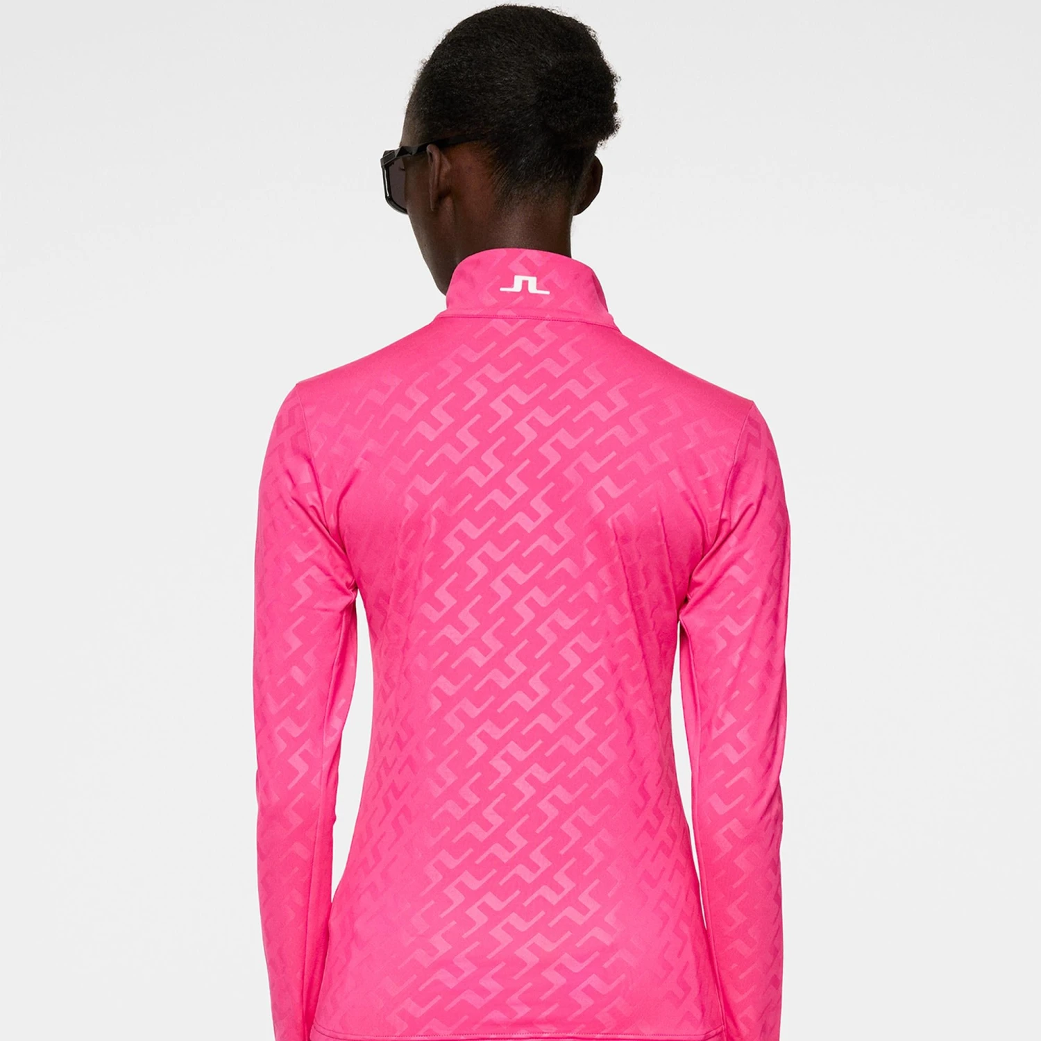 J.Lindeberg J Lindeberg Lauryn Deboss Ladies Golf Mid Layer Bias Bridge Pink - Image 5