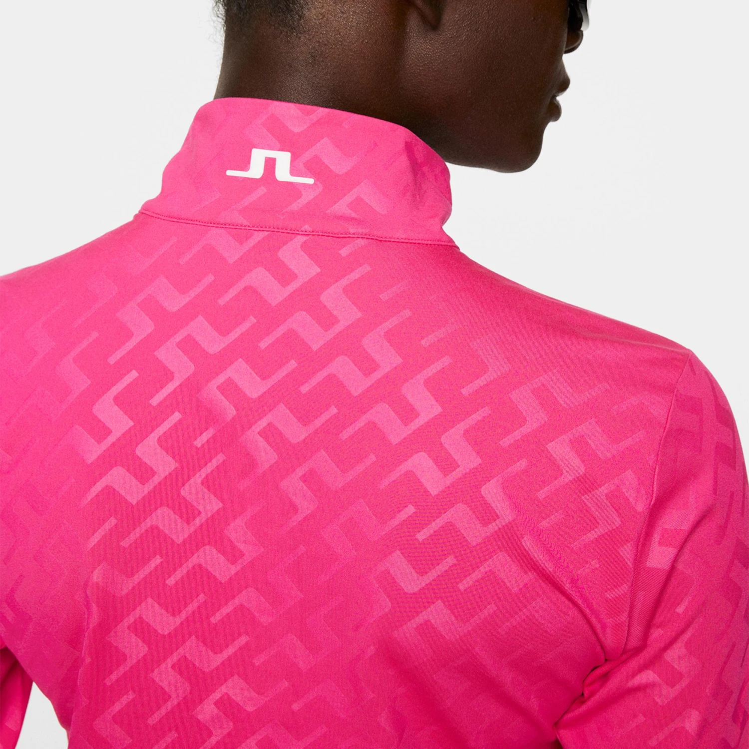 J.Lindeberg J Lindeberg Lauryn Deboss Ladies Golf Mid Layer Bias Bridge Pink - Image 7