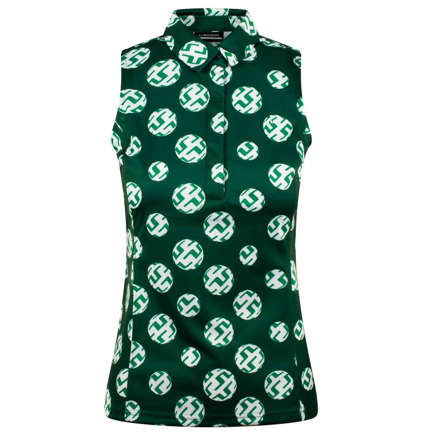 J.Lindeberg J Lindeberg Dena Print Ladies Sleeveless Golf Polo Rain Forest Sphere Dot - Image 3