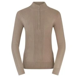 Pure Golf Sorrell Cable Knit Lined Ladies Golf Jumper Cappuccino