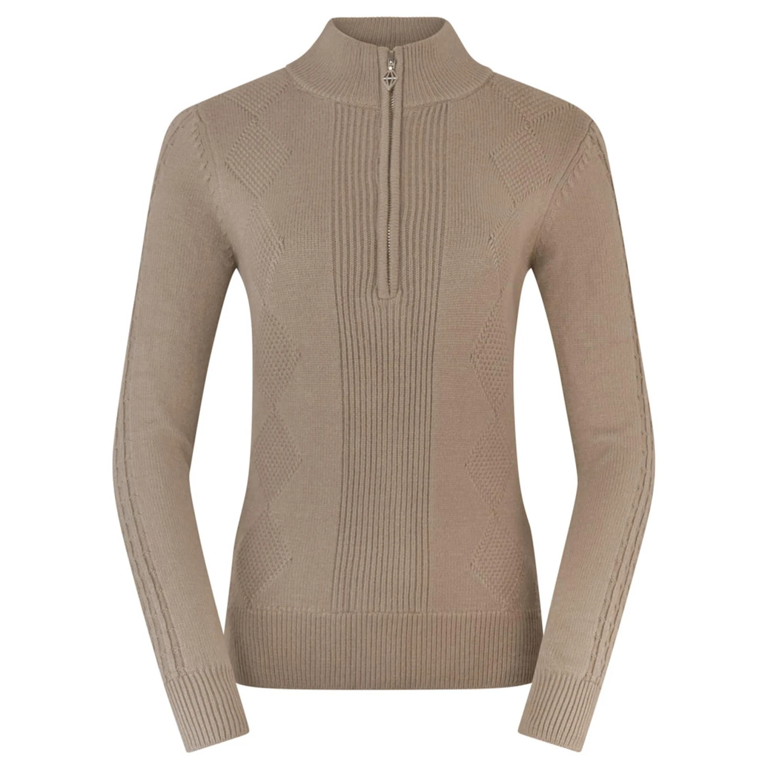 Pure Golf Sorrell Cable Knit Lined Ladies Golf Jumper Cappuccino - Image 11
