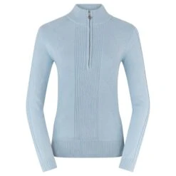 Pure Golf Sorrell Cable Knit Lined Ladies Golf Jumper Powder Blue