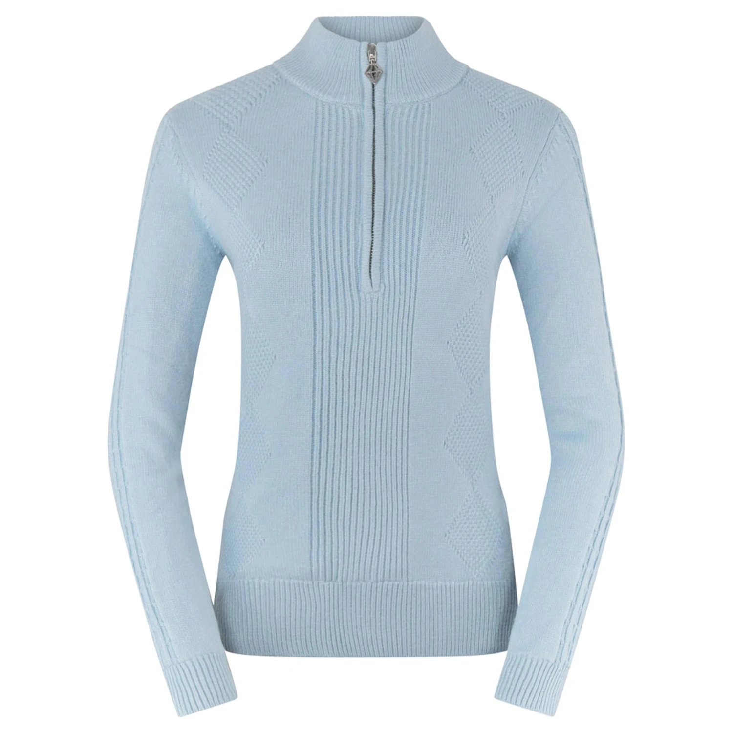 Pure Golf Sorrell Cable Knit Lined Ladies Golf Jumper Powder Blue