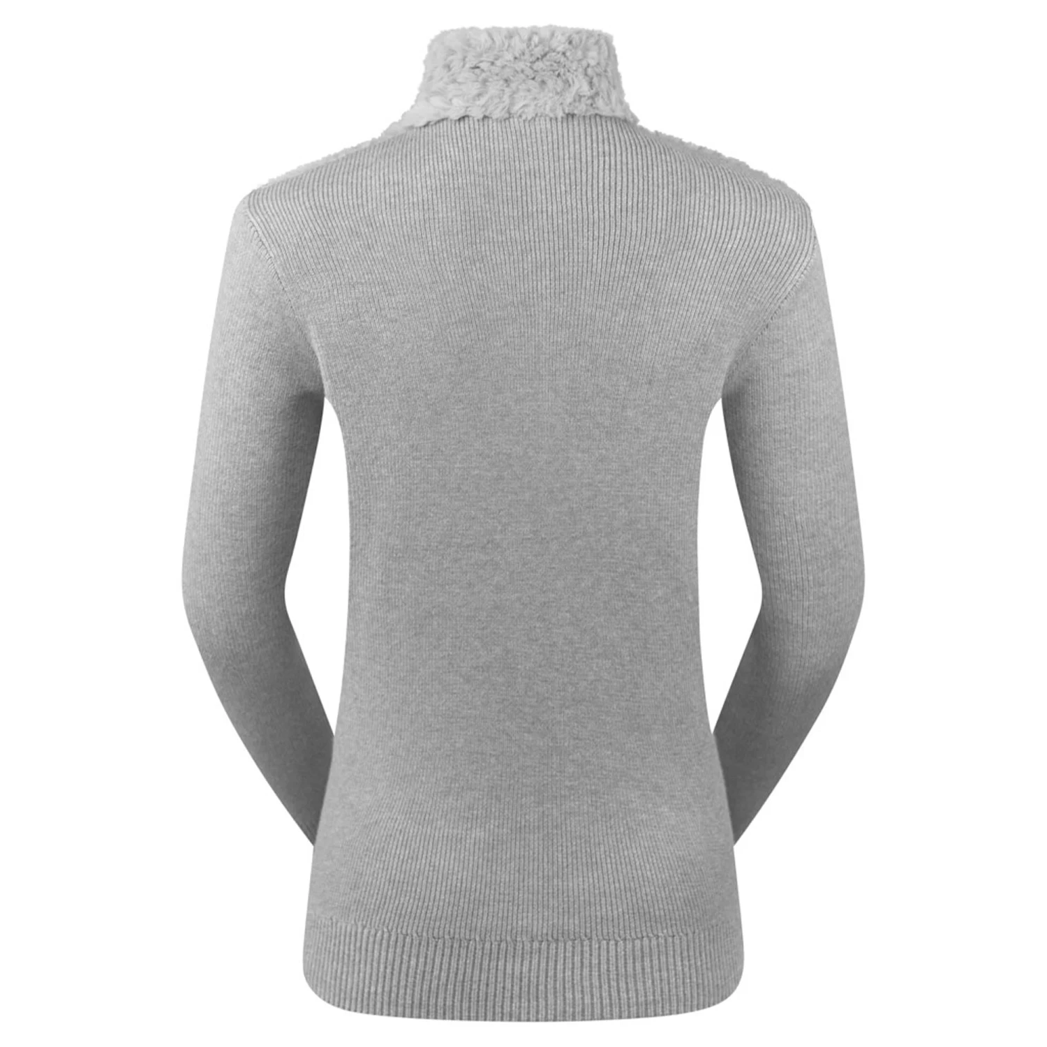 Pure Golf Ellisa Knitted Faux Fir Front Ladies Golf Mid Layer Pale Grey - Image 2