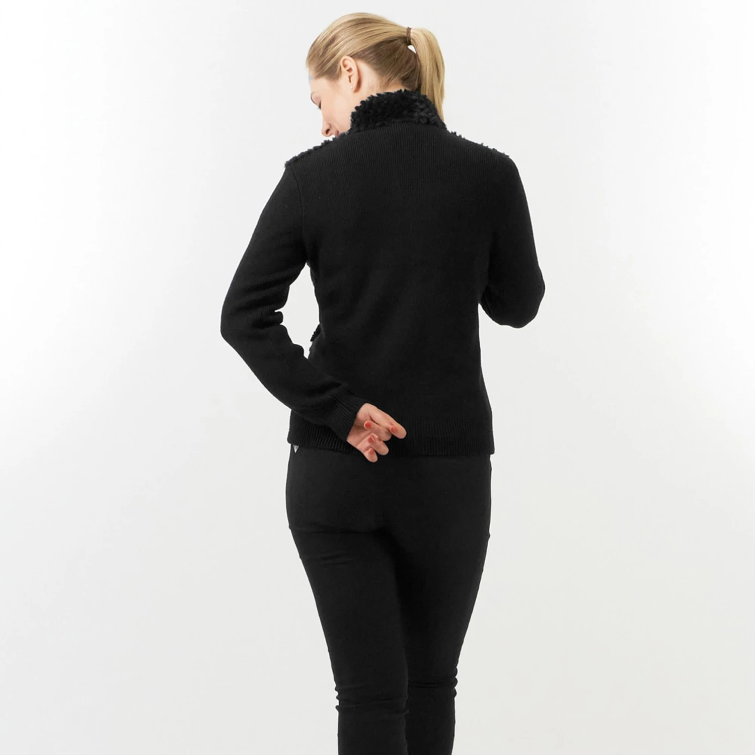 Pure Golf Ellisa Knitted Faux Fir Front Ladies Golf Mid Layer Black - Image 6