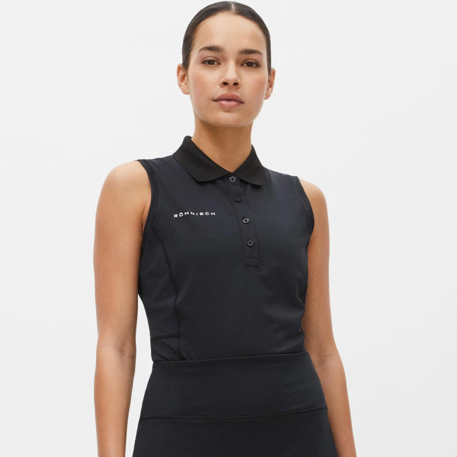 Rohnisch Nicky Ladies Sleeveless Golf Polo Shirt Black - Image 4