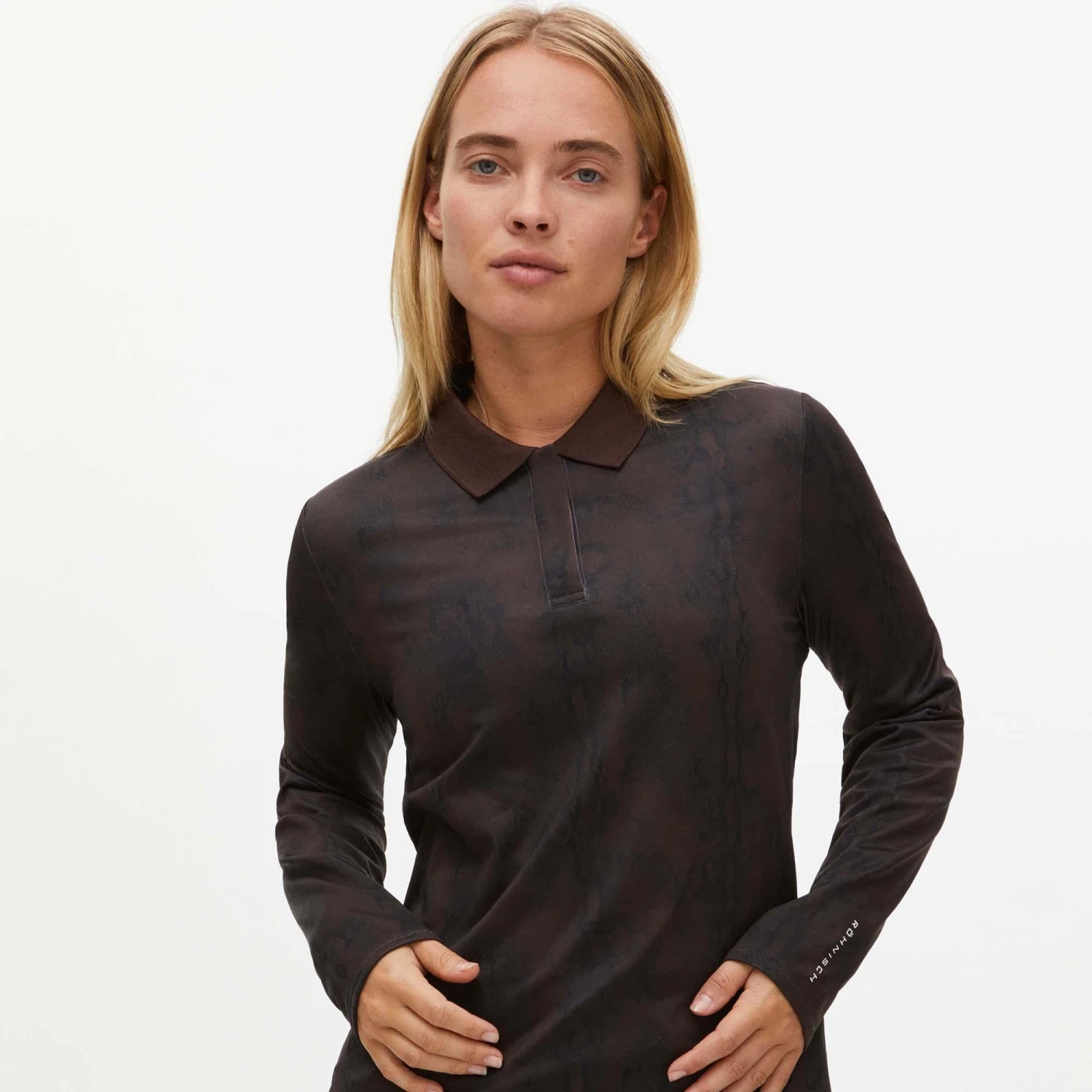 Rohnisch Sia Thermal Ladies Golf Polo Shirt Brown Snake - Image 2