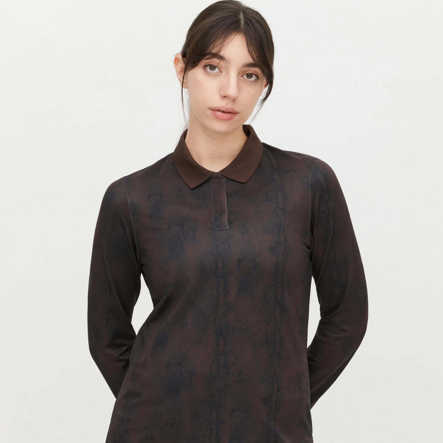 Rohnisch Sia Thermal Ladies Golf Polo Shirt Brown Snake - Image 3