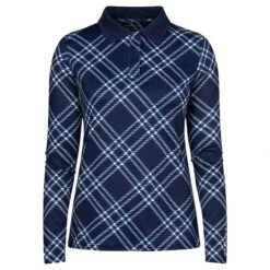 Rohnisch Sia Thermal Ladies Golf Polo Shirt Oversize Check Navy