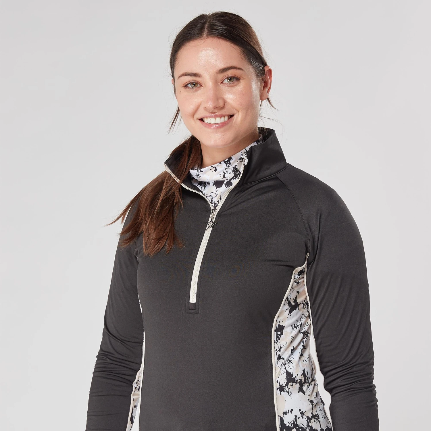 Swing Out Sister Maisy Ladies Golf Mid Layer Bleached Sand/Pearl Black - Image 6