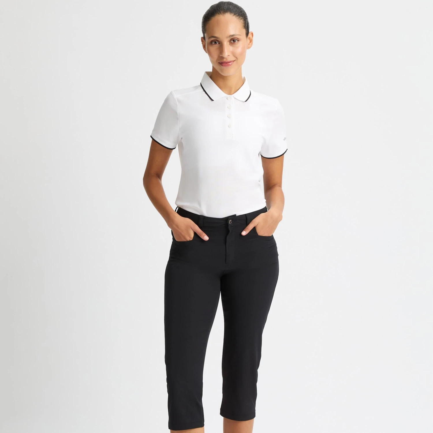 Rohnisch Chie Comfort Stretch Ladies Golf Capri Black - Image 2