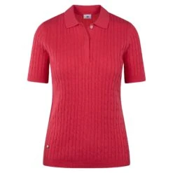 Daily Sports Madelene Knitted Ladies Golf Polo Shirt Intense Coral