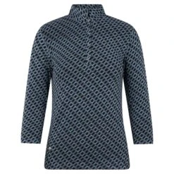 Daily Sports Valente Mesh Ladies 3/4 Sleeve Golf Polo Shirt Geo Tribe