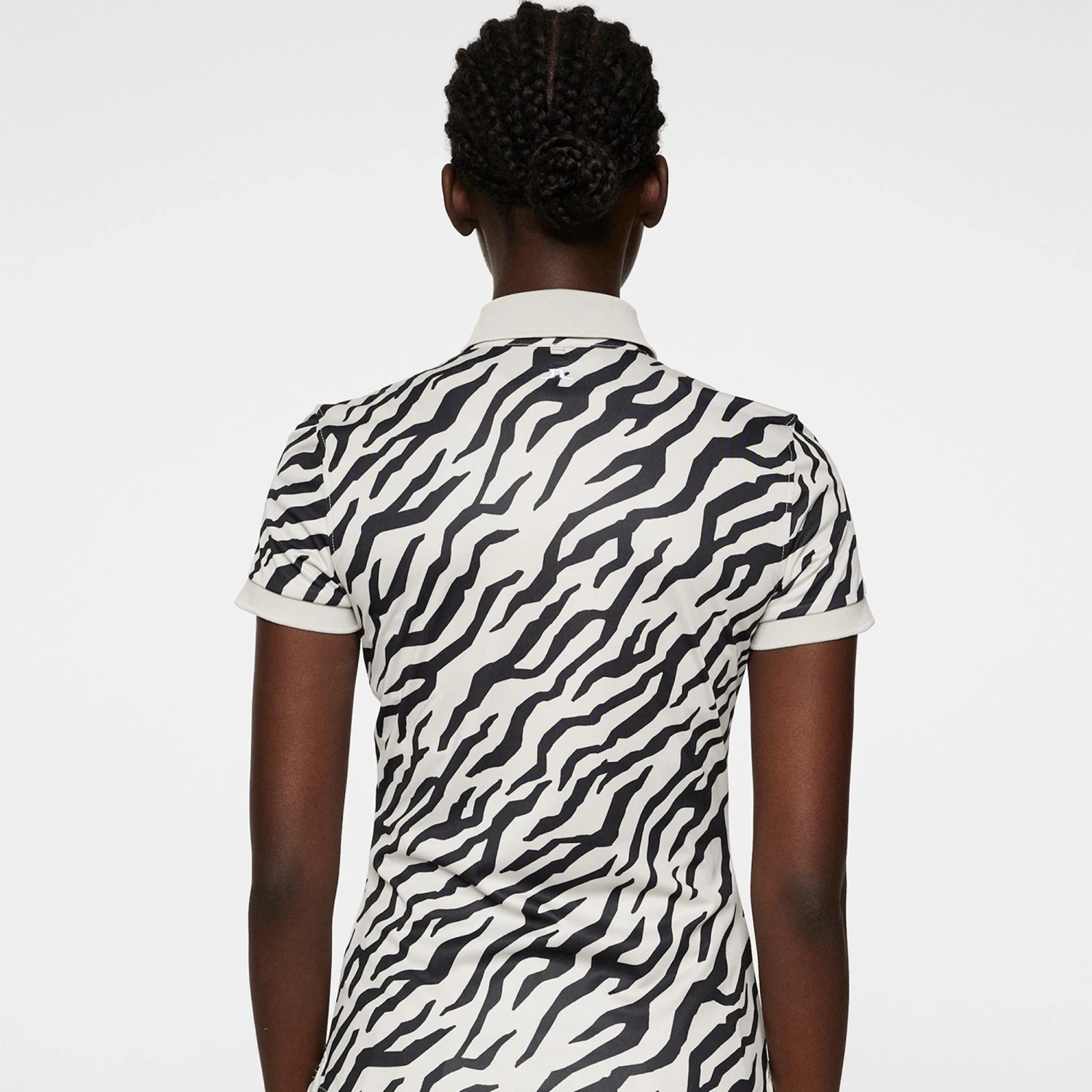 J.Lindeberg J Lindeberg Tour Tech Print Ladies Golf Polo Shirt Tour Tiger Moonbeam - Image 5