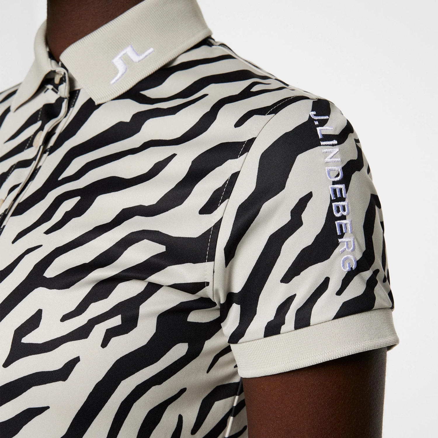 J.Lindeberg J Lindeberg Tour Tech Print Ladies Golf Polo Shirt Tour Tiger Moonbeam - Image 7