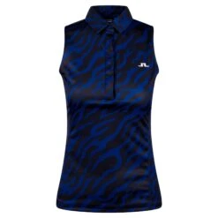 J.Lindeberg J Lindeberg Dena Print Ladies Sleeveless Golf Polo Shirt Tour Tiger Clematis