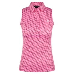 J.Lindeberg J Lindeberg Dena Print Ladies Sleeveless Golf Polo Shirt Tour Geo Pink