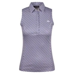 J.Lindeberg J Lindeberg Dena Print Ladies Sleeveless Golf Polo Shirt Tour Geo Moonbeam