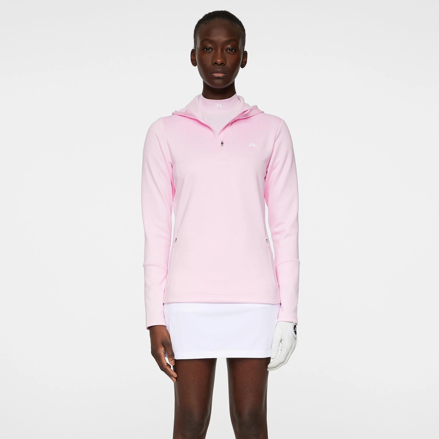 J.Lindeberg J Lindeberg Aerial Quarter Zip Ladies Golf Hoodie Nosegay - Image 3