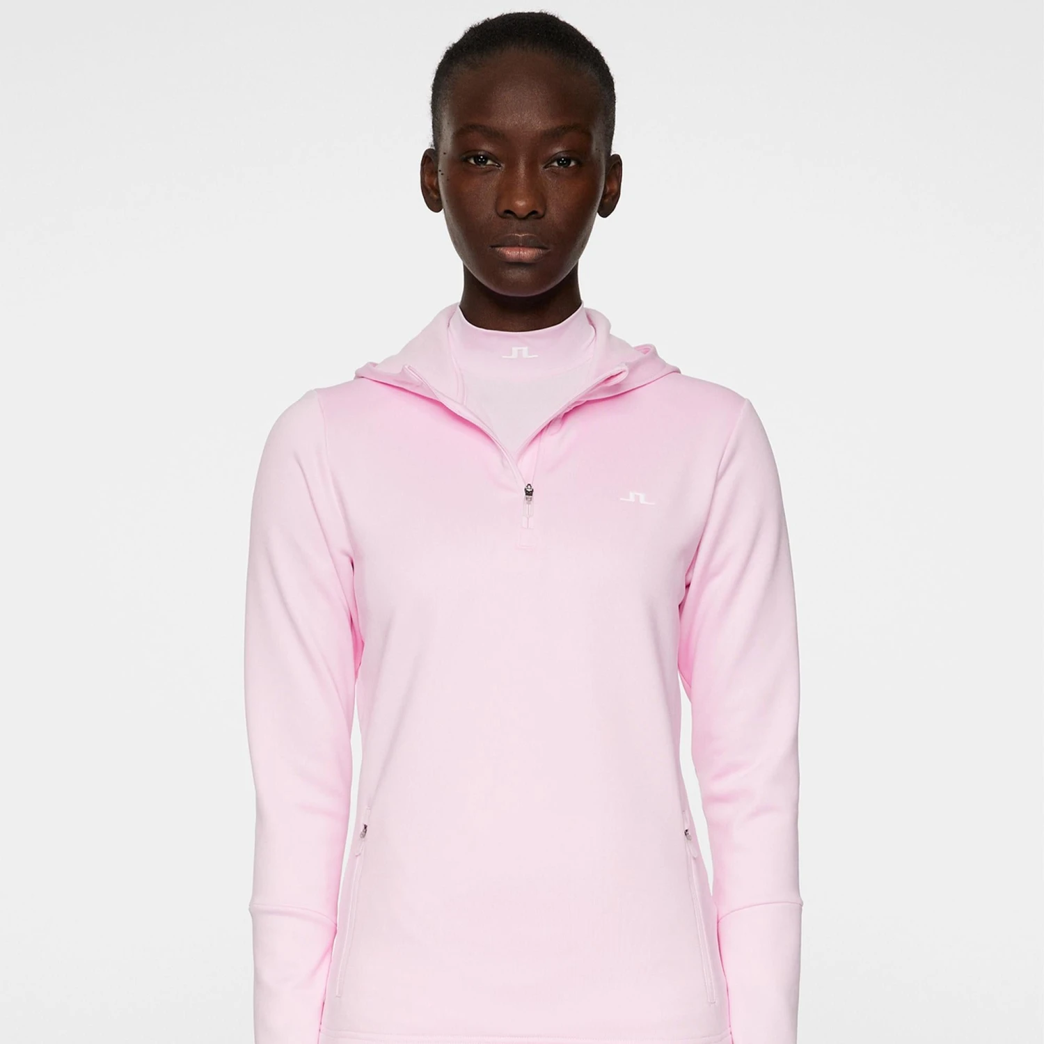 J.Lindeberg J Lindeberg Aerial Quarter Zip Ladies Golf Hoodie Nosegay - Image 4